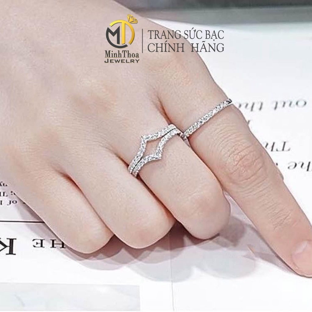 Nhẫn bạc nữ đính đá sáng đẹp phong cách hàn quốc đơn giản, cá tính Minh Thoa JEWELRY