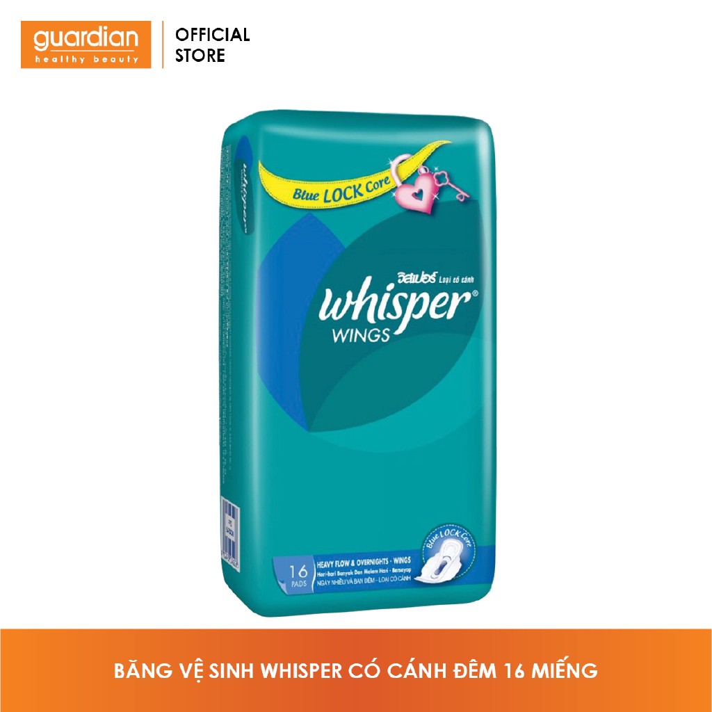 Băng vệ sinh Whisper có cánh đêm 16 miếng x 28cm