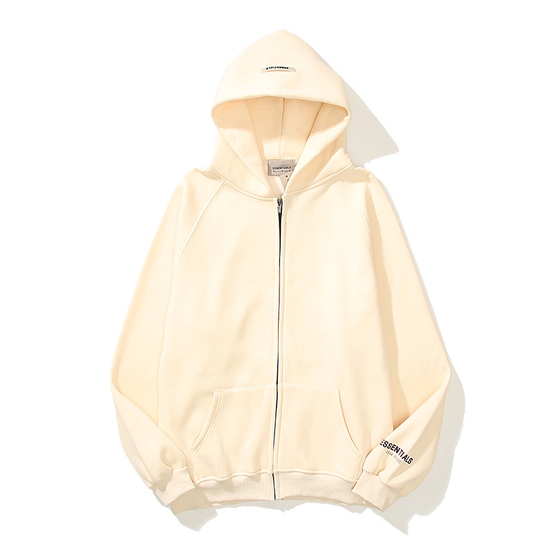 Áo Khoác Khóa Kéo Tay Dài Thể Thao Vải Cotton Phối Nhung Thời Trang Unisex