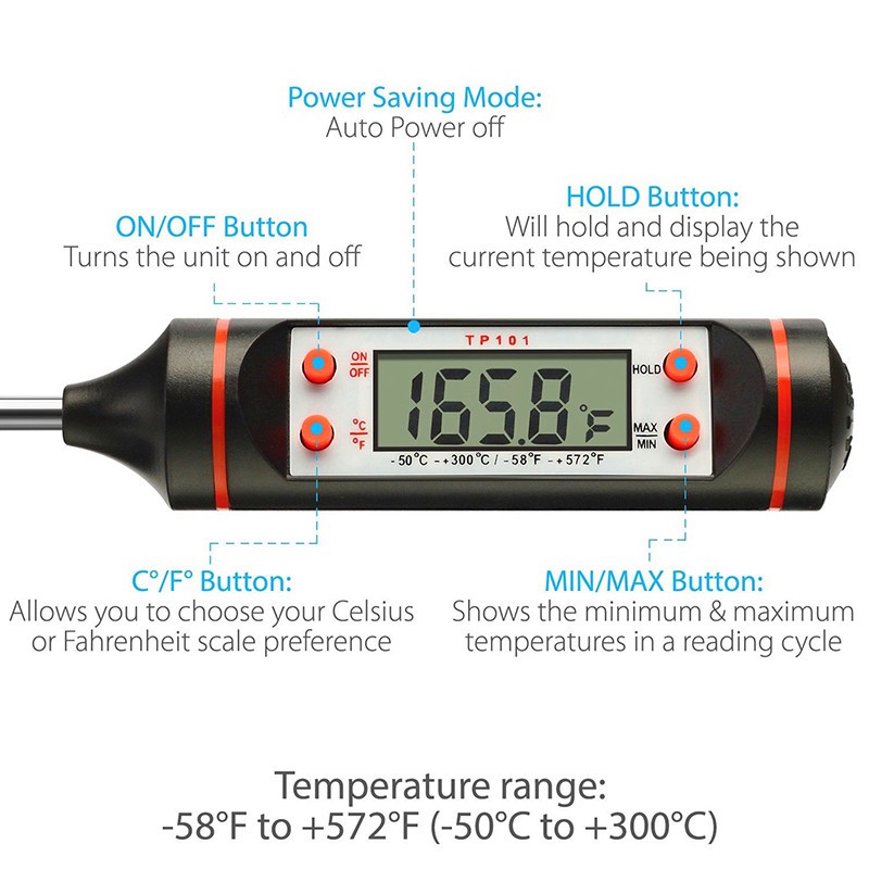 Nhiệt kế điện tử màn hình LCD tiện lợi dành cho nướng BBQ