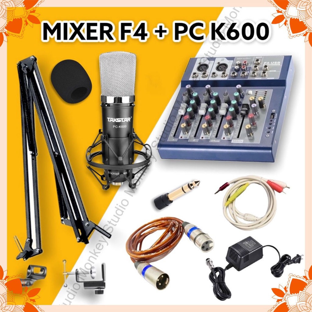 combo Bộ Mic Hát Livestream Mixer F4 & Mic TAKSTAR PC K600⚡BH 1 NĂM⚡Chất Lượng Cao, Âm Thanh Cực Kỳ Sống Động