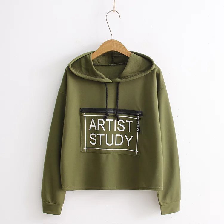 Áo hoodie SUXI tay dài dáng ngắn phong cách thời trang Hàn Quốc
