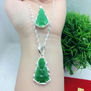 Dây chuyền bạc mặt phật xanh Ngọc