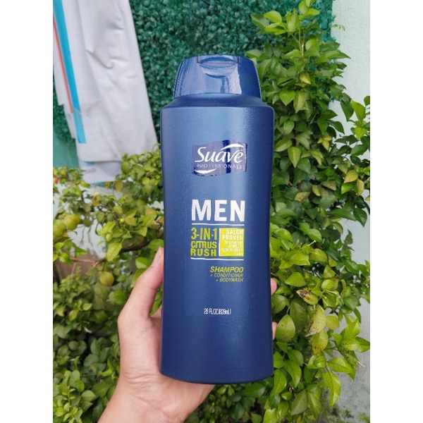 Dầu tắm, gội, xả Suave Men 3 in 1 Shampoo, Conditioner and Body Wash 828ml của Mỹ
