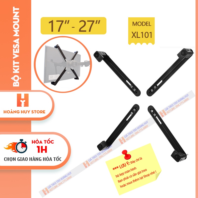 Bộ Kẹp Màn Hình XL101 17 - 27 Inch - Bộ Kit Vesa Mount - Dành Cho Màn Hình - Không Có Lỗ Ốc Treo Vesa [ Rẻ hơn NB FP1 ]