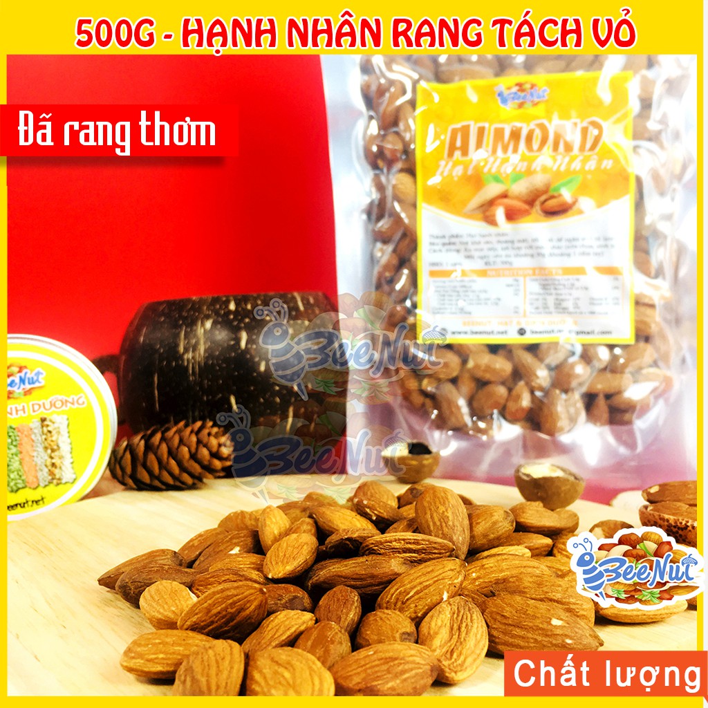 Hạt hạnh nhân rang tách vỏ 500g - Hạnh nhân sấy mộc - Hạnh nhân tươi làm sữa hạt Hạt dinh dưỡng BeeNut