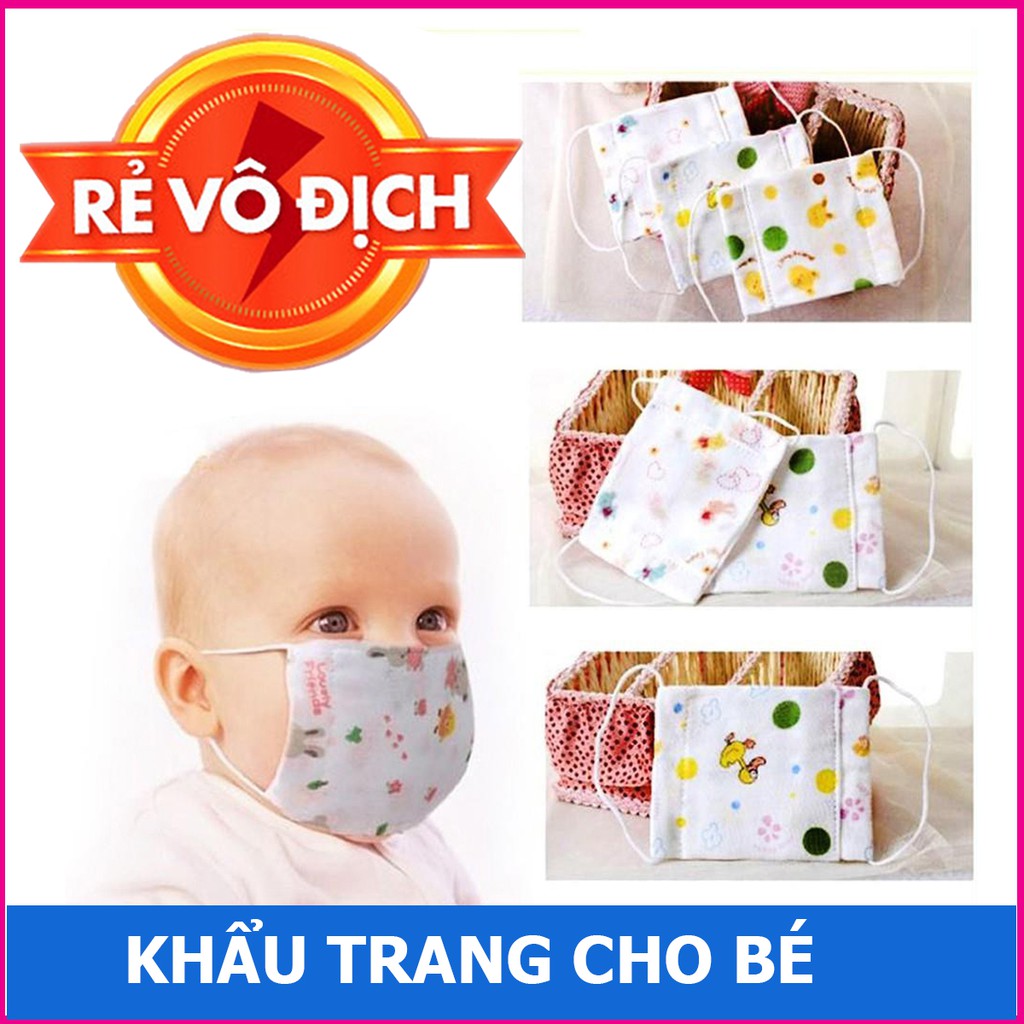 Khẩu trang cho bé 1 - 4 tuổi vải xô xuất Nhật