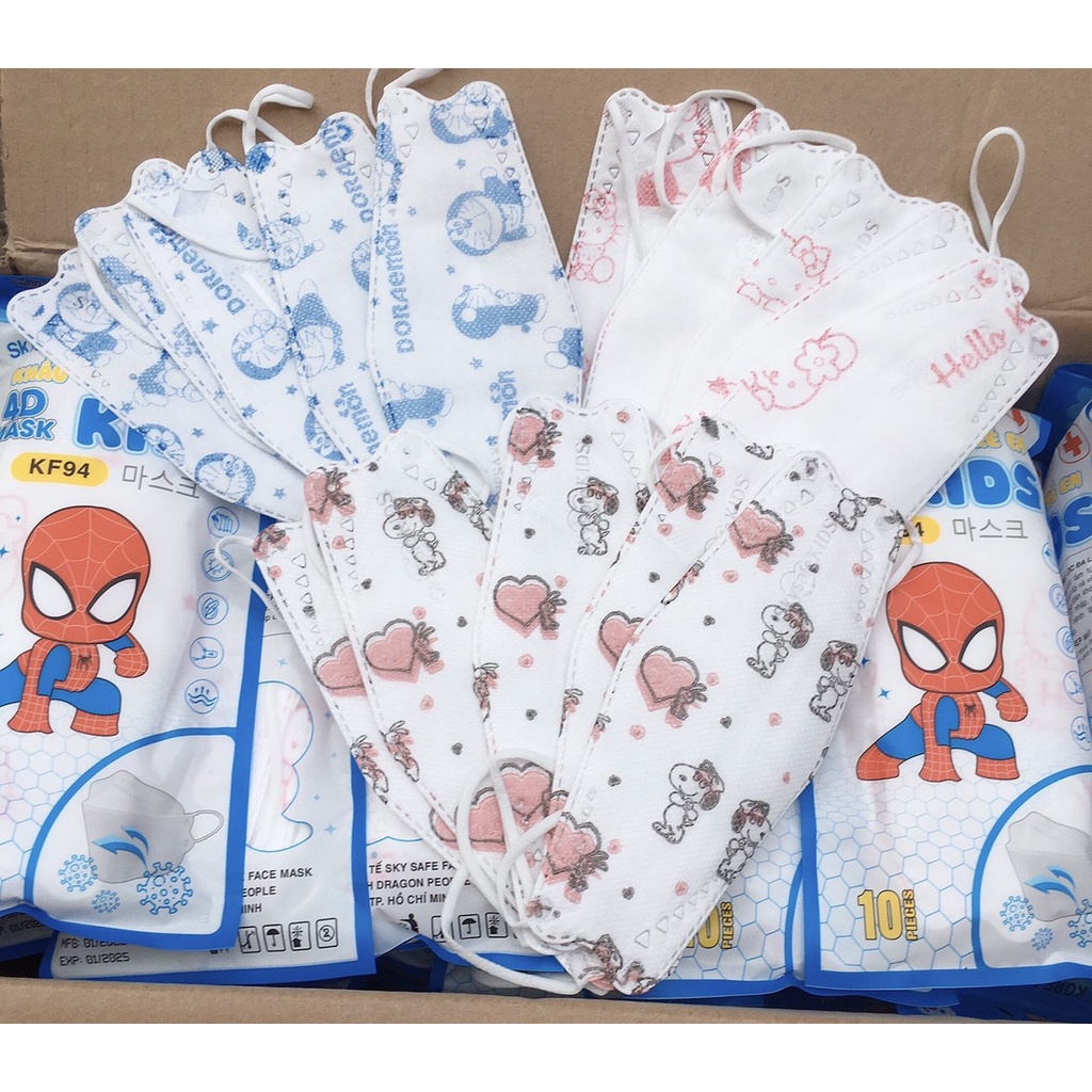 (Đủ Hình)-Khẩu trang 4d KF94 cho bé hình họa tiết siêu dễ thương( túi 10 cái)