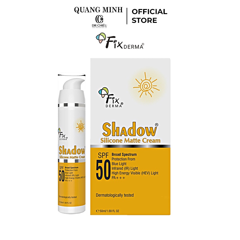 Kem Chống Nắng Không Nhờn Chống Tia UV Ánh Sáng Xanh Fixderma Shadow Silicone Matte Cream SPF - 50ml