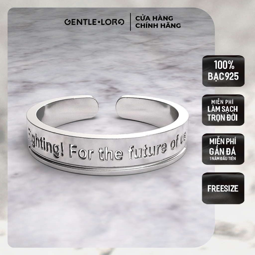 Nhẫn Bạc Nam Khắc Chữ Đơn Giản Gentle Lord Fighting! For The Future Of Us - Bạc 925 Thời Trang Dành Cho Nam