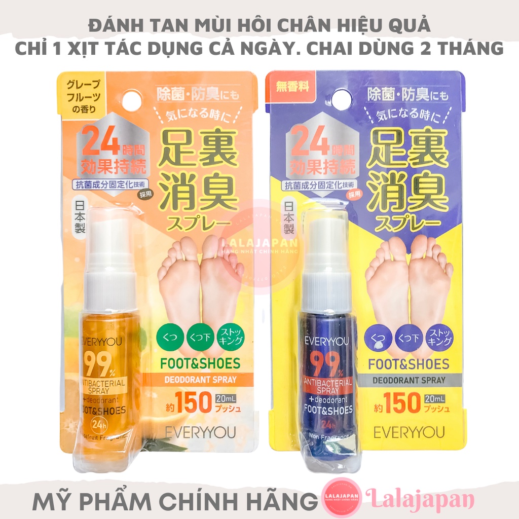 Xịt khử mùi hôi chân Everyyou Nhật Bản ngăn mùi hôi ở lòng bàn chân và giày vớ