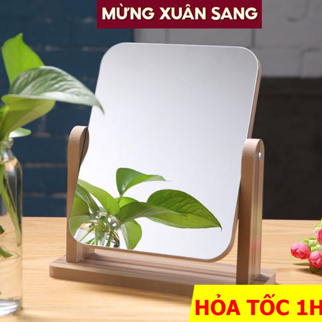 Gương trang điểm để bàn FUNA khung gỗ bền chắc phong cách Hàn Quốc