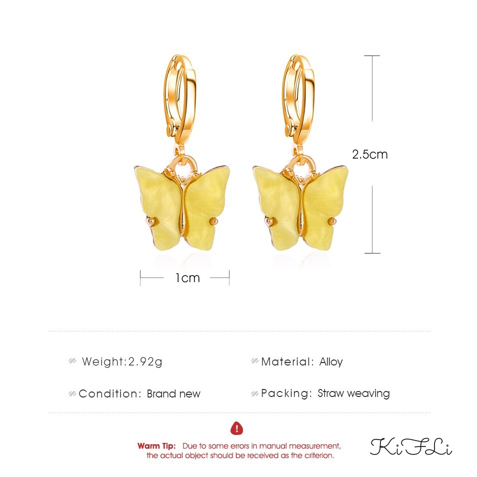1 Đôi Bông Tai Hình Bướm Bằng Nhựa Resin Màu Vàng Thời Trang Cho Nữ