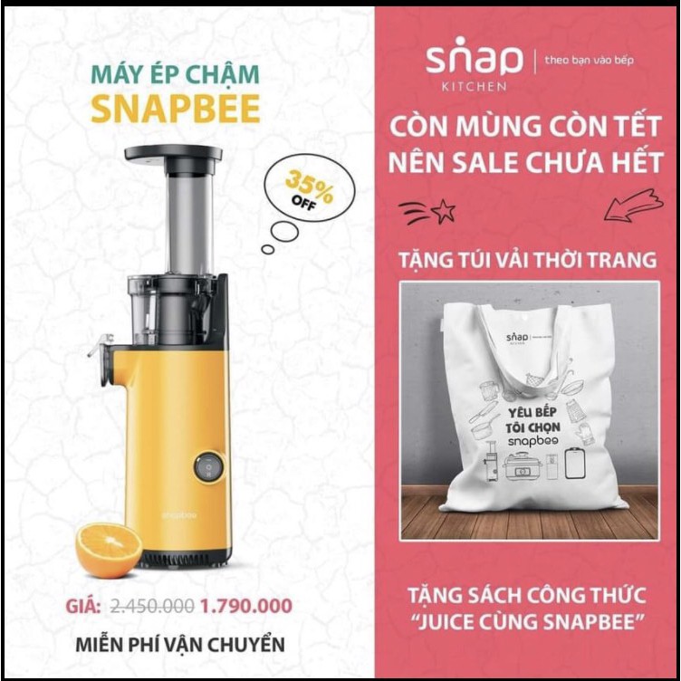 [CHÍNH HÃNG] Máy Ép Chậm Snapbee- Máy Ép Trái Cây, Rau Củ Quả , Siêu Kiệt Bã SK-202VN, BẢO HÀNH 12 THÁNG