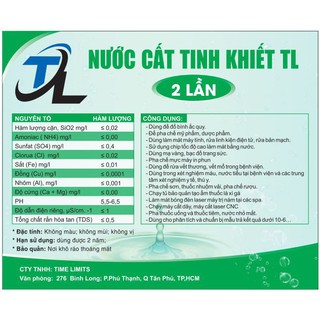 Nước Cất Tinh Khiết TL 2 Lần ( 2 Lít )