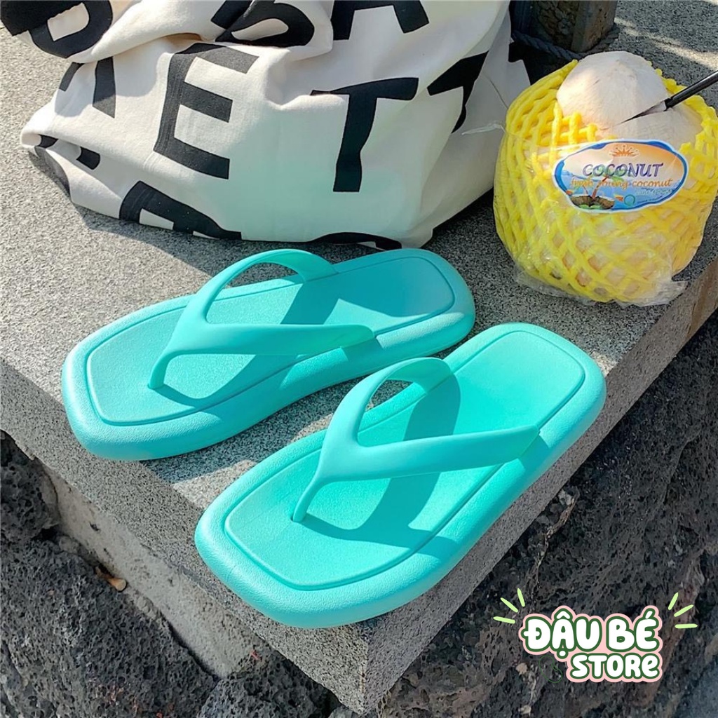 Dép Tông Xỏ Ngón Màu Trơn Ulzzang Trend- Dép Kẹp Đế Bằng Mũi Vuông Đi Biển Thời Trang Nữ Chống Trơn Trượt - Daube - D031