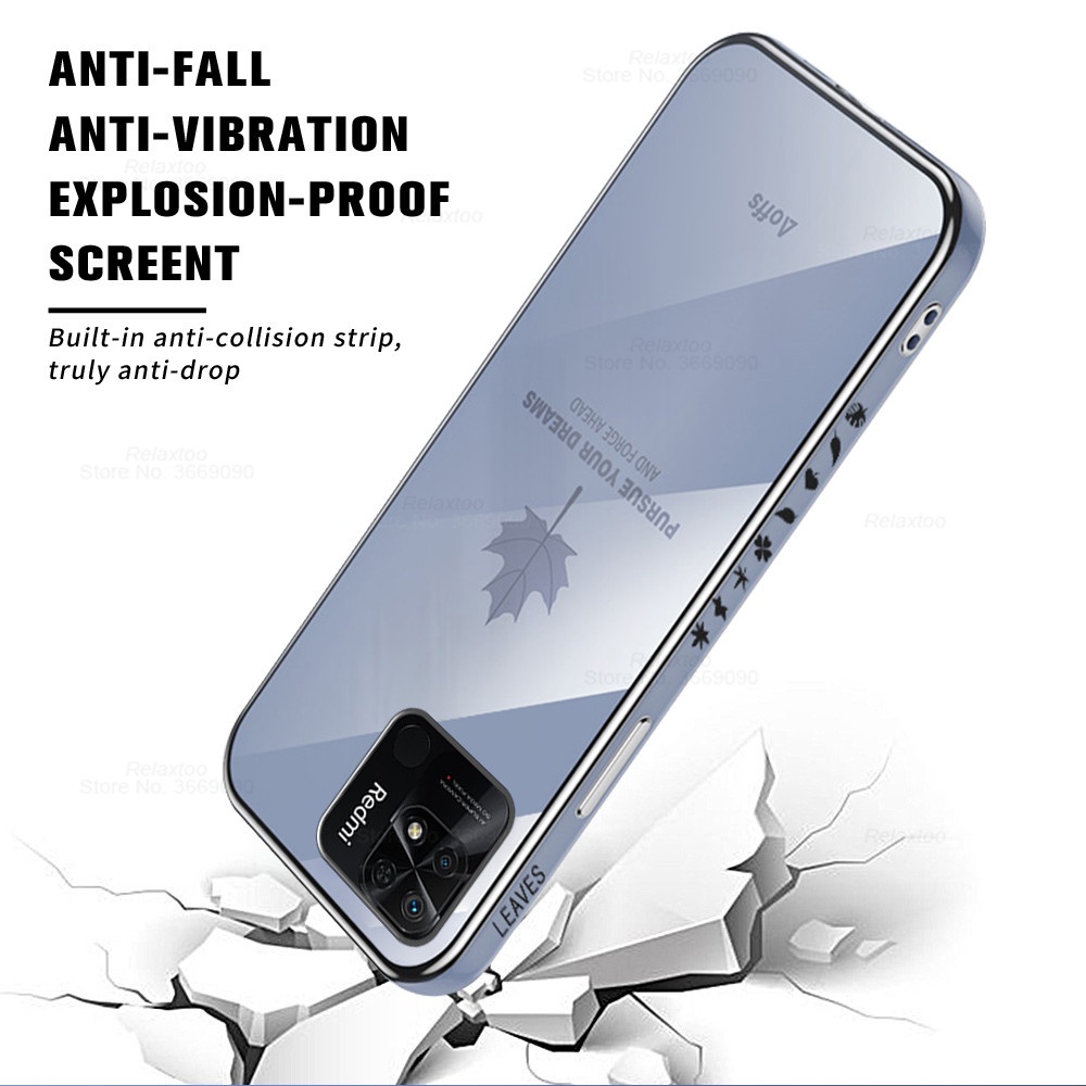 Ốp Điện Thoại Silicon Mạ Hình Lá Phong Kèm Dây Đeo Cho Xiaomi Redmi 10C 10 10A 9C 9A Note 11 Pro 11S 10S