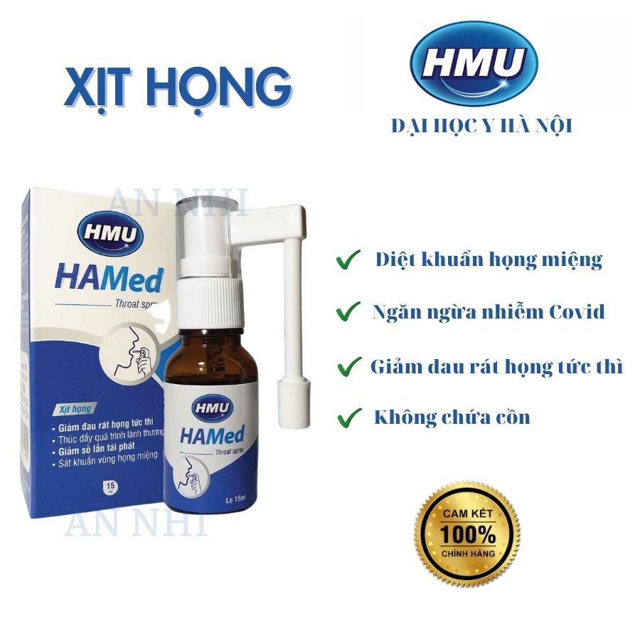 [CHÍNH HÃNG] Xịt họng HMU HaMed Đại học Y Hà Nội giảm đau rát họng, nhiễm khuẩn họng