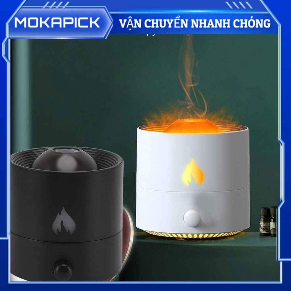 Mokapick Máy tạo độ ẩm khuếch tán hương thơm 180ml với USB mô phỏng đèn ngọn lửa để bàn cho văn phòng ngủ
