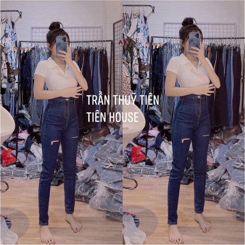 MÃ 507 QUẦN BÒ JEANS CẠP CAO RÁCH GỐI | BigBuy360 - bigbuy360.vn