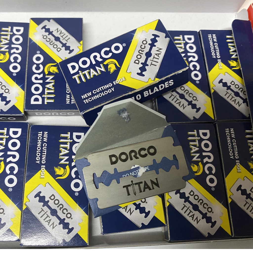Lưỡi Lam Gillette Dorco Titan Croma Hộp 100 Lưỡi Cạo Râu Cạo Mặt Hớt Tóc Cạo Lông Không Gỉ Sắc Bén