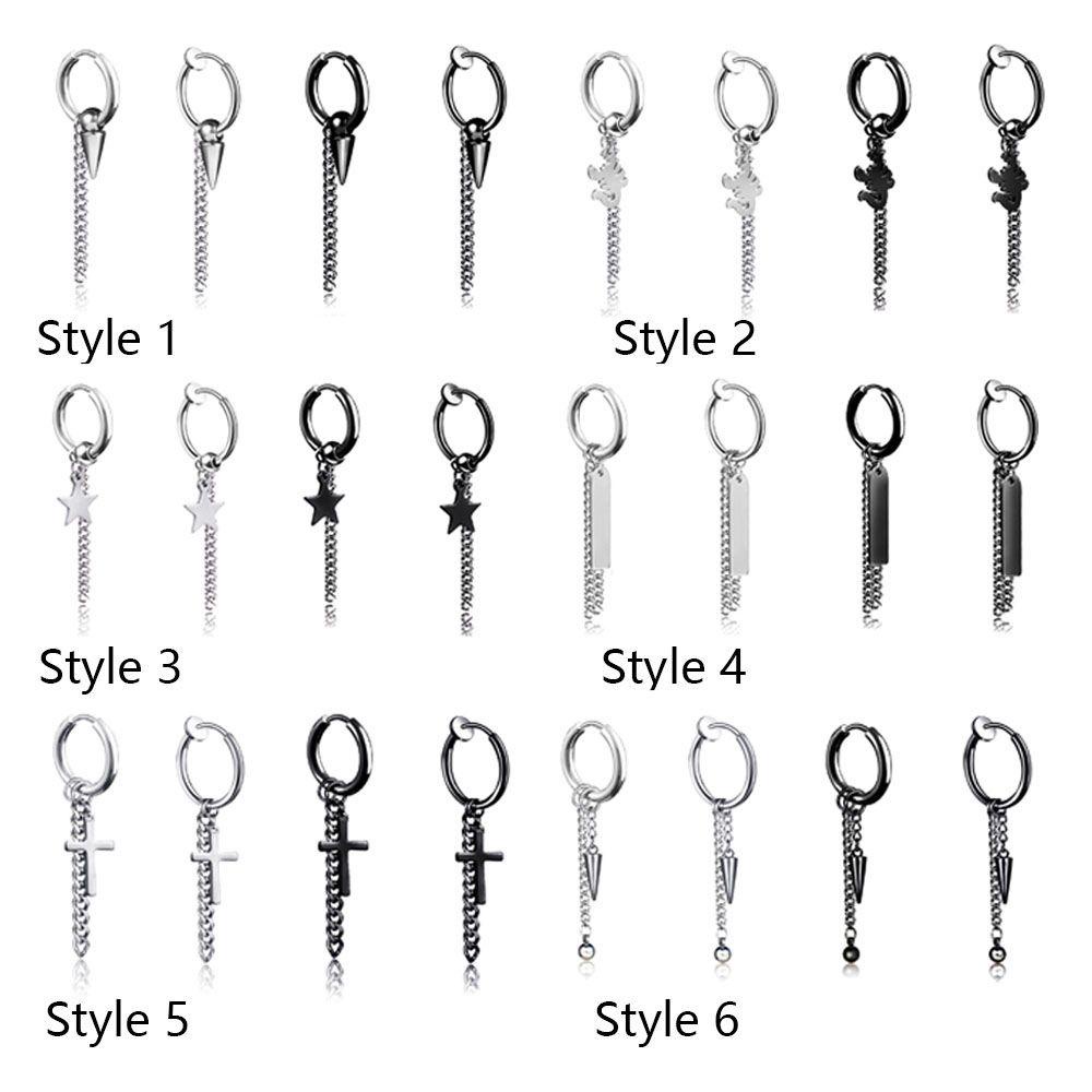 Khuyên Tai Dạng Vòng Lủng Lẳng Bằng Thép Không Gỉ Phong Cách Hip Hop Cho Nam Và Nữ