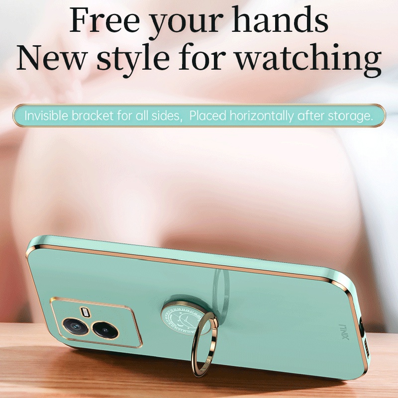 Ốp Điện Thoại Dẻo Vuông Mạ Màu Chống Sốc Bảo Vệ Camera Cho Vivo Y22S Y22 VivoY22s