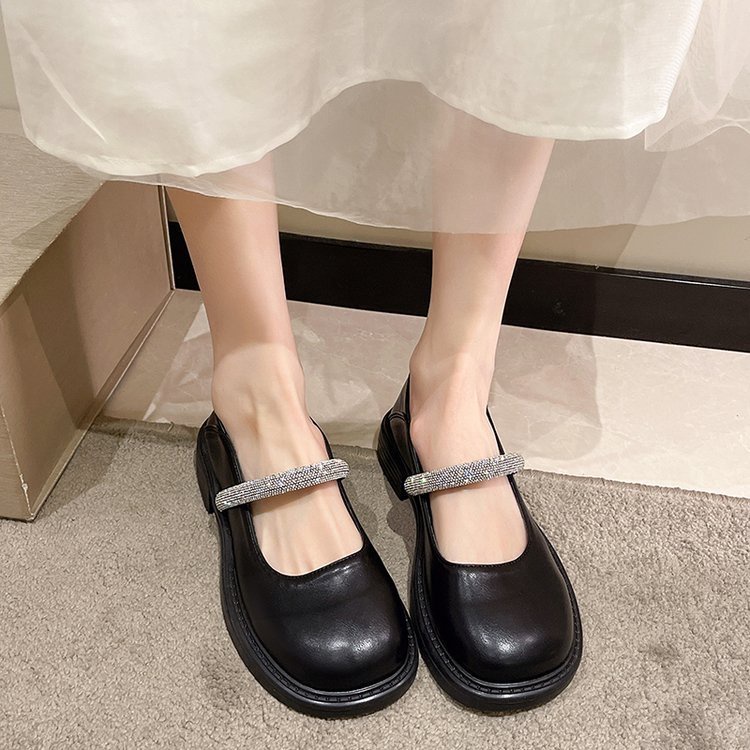 Giày búp bê quai ngang đính đá tiểu thư POCI 183