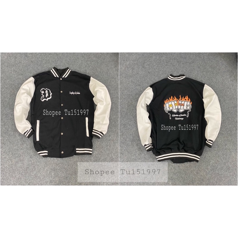 Áo VARSITY JACKET BOMBER BÀN TAY LỬA - ÁO KHOÁC NỈ BÀN TAY LỬA