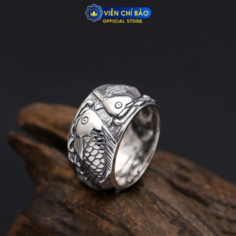 Nhẫn bạc nam Song Ngư Cá chép tài lộc chất liệu bạc Thái 925 thương hiệu Viễn Chí Bảo N100592