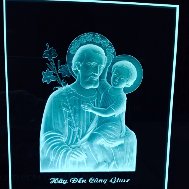 Tranh điện công giáo đèn LED : Thánh Giuse Bế Chúa , nhiều kích thước