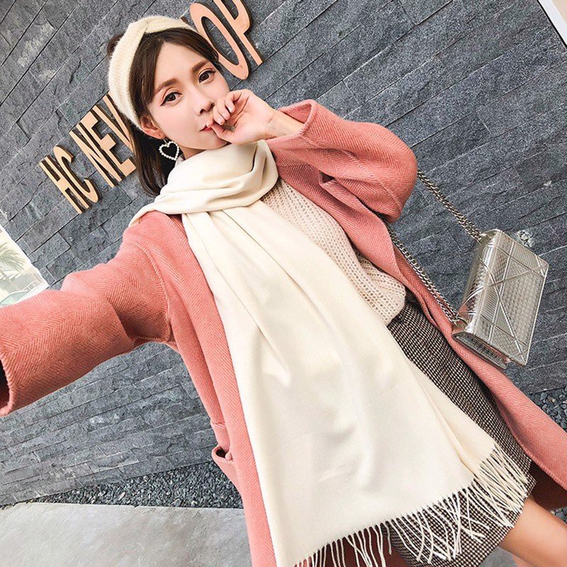 Khăn quàng cổ nữ mùa đông len cashmere choàng cổ đẹp giữ ấm đủ màu trơn đen, vàng, đỏ, be, xanh dương, tím, rêu, hồng