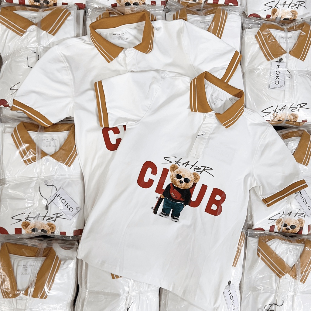 (Free ship) Mẫu Áo HOT Trend | XẢ LỖ ÁO POLO NAM 100% CHẤT POLI CÁ SẤU  IN GẤU QUÁ ĐÁNG YÊU HOKO HHP Fashion