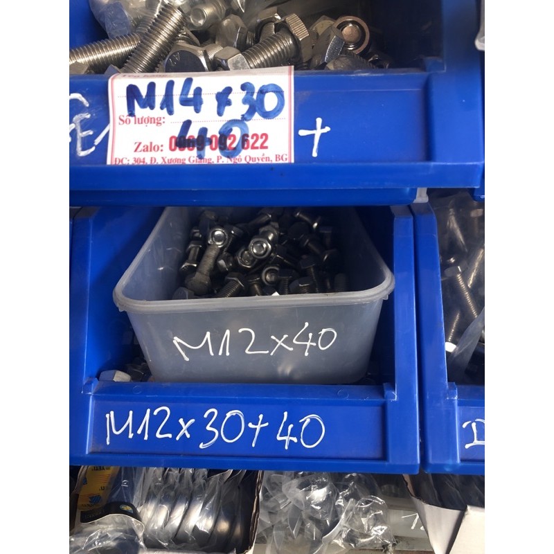 Ốc M12 inox (dài :2,3,4,5,6,7,8,9,10cm)