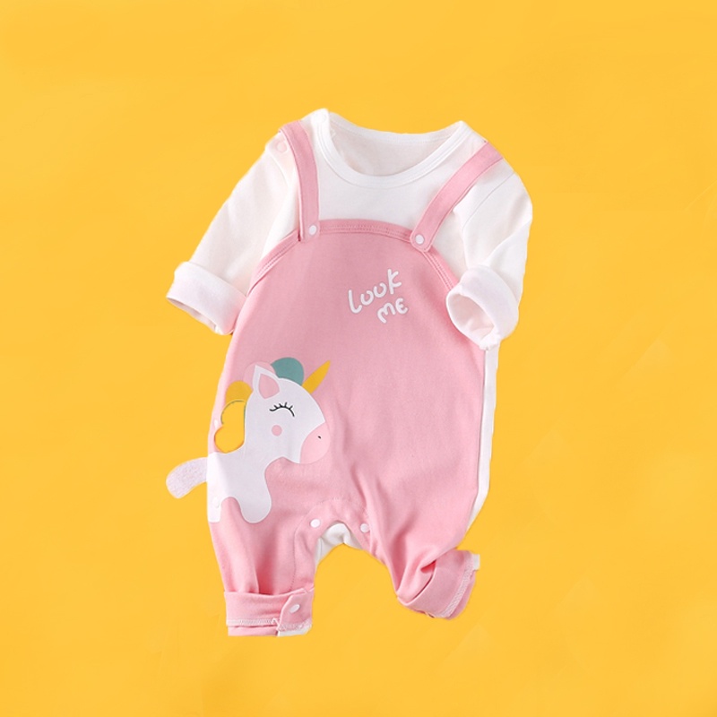 Bodysuit Cho Bé LOTUKA In Gấu Đáng Yêu, Bộ Liền Thân Dài Tay Thu Đông size 3-12kg