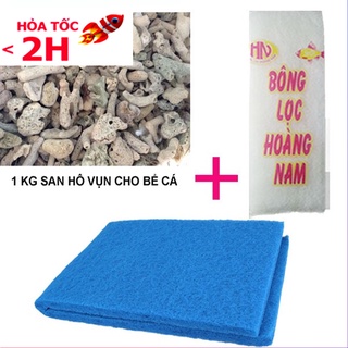 COMBO XỐP LỌC BỂ CÁ 90X30CM + BÔNG LỌC+ SAN HÔ VỤN ( 1 KG) LỌC NƯỚC CHO BỂ CÁ