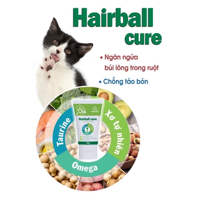 Hairball cure - Gel dinh dưỡng tiêu búi lông trong dạ dày và ruột cho mèo (VMD) - Tuýp 40g - Vemedim - Kitty Pet Shop