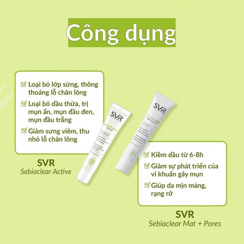 Kem dưỡng da làm giảm mụn SVR Sebiaclear Mat pore 40ml