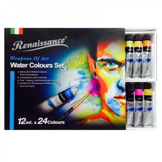 Bộ Màu Nước 12/24 Màu Nước Dạng Tuýp, Màu Cao Cấp Thể Tích 12ml Dùng Tô Vẽ Lên Tranh, Vải,Đá,Tường