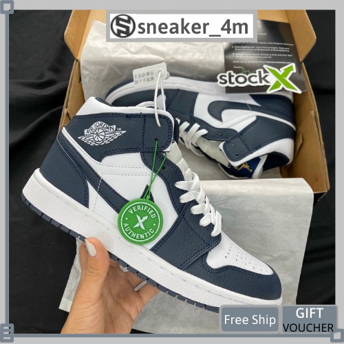 Giày thể thao jd 1 xanh navy cao cổ SNEAKER 4M, Giày thể thao JD xanh than cổ cao nam nữ