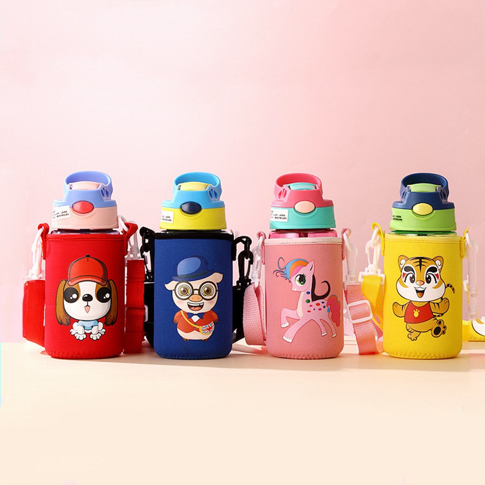 Bình nước học sinh có dây mang - Bình nước thể thao 480ml cho trẻ nhỏ