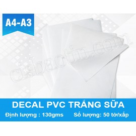 DECAL PVC TRẮNG SỮA A4 (GỐC NƯỚC) XẤP 50 TỜ