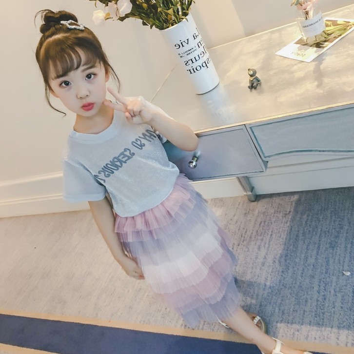 Chân váy dáng dài xếp ly phong cách Hàn Quốc xinh xắn thời trang cho bé gái