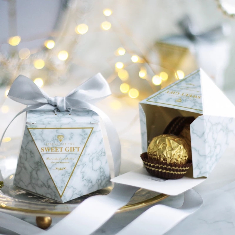 1 Hộp Đựng Kẹo Hình Viên Kim Cương Có Dây Ruy Băng Dùng Cho Tiệc Cưới, Sinh Nhật