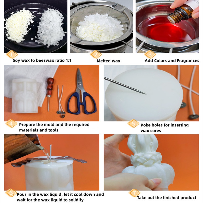 Khuôn Làm Nến / Xà Phòng Hình Cột Hoa 3D Bằng Silicone DIY