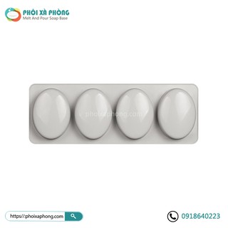 Khuôn silicon xám hình oval 4 ô làm xà phòng/sáp