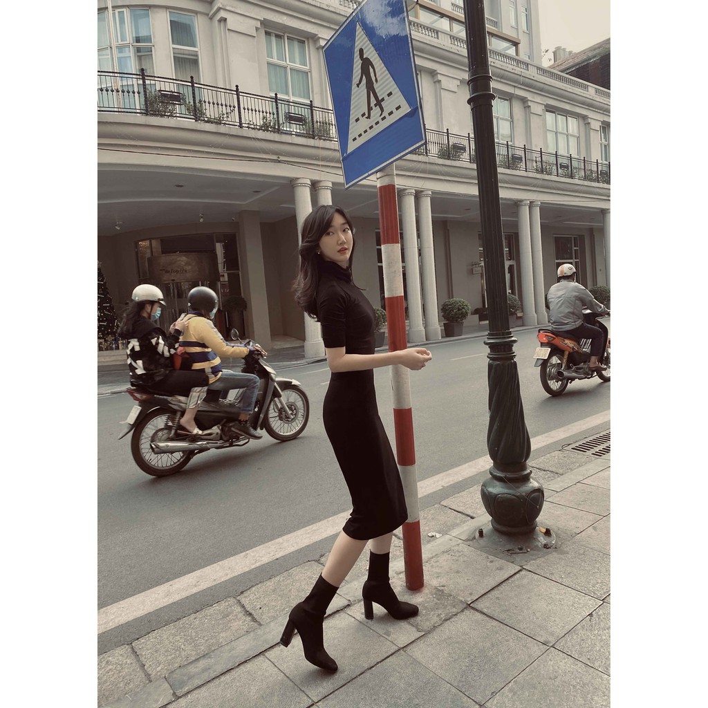 ️ Váy body cổ lọ nữ ️ [ HÀNG THIẾT KẾ Flane] dáng ôm, tay lửng thiết kế cao cấp