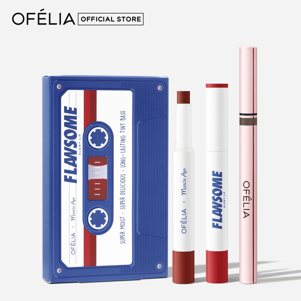 Combo Son và Kẻ Mắt OFÉLIA Flawsome Glowy Lip + Liquid Eyeliner