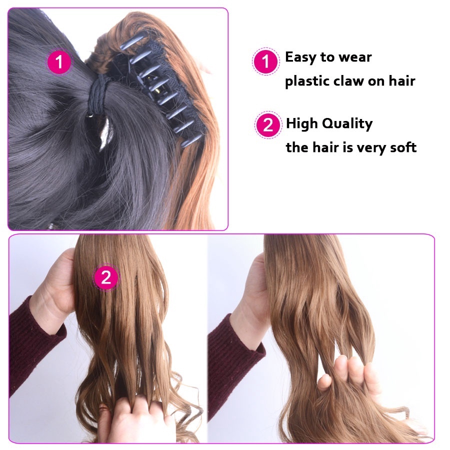 Tóc Giả Đuôi Ngựa Dài Xoăn Dày Bằng Sợi Tổng Hợp Dành Cho Nữ