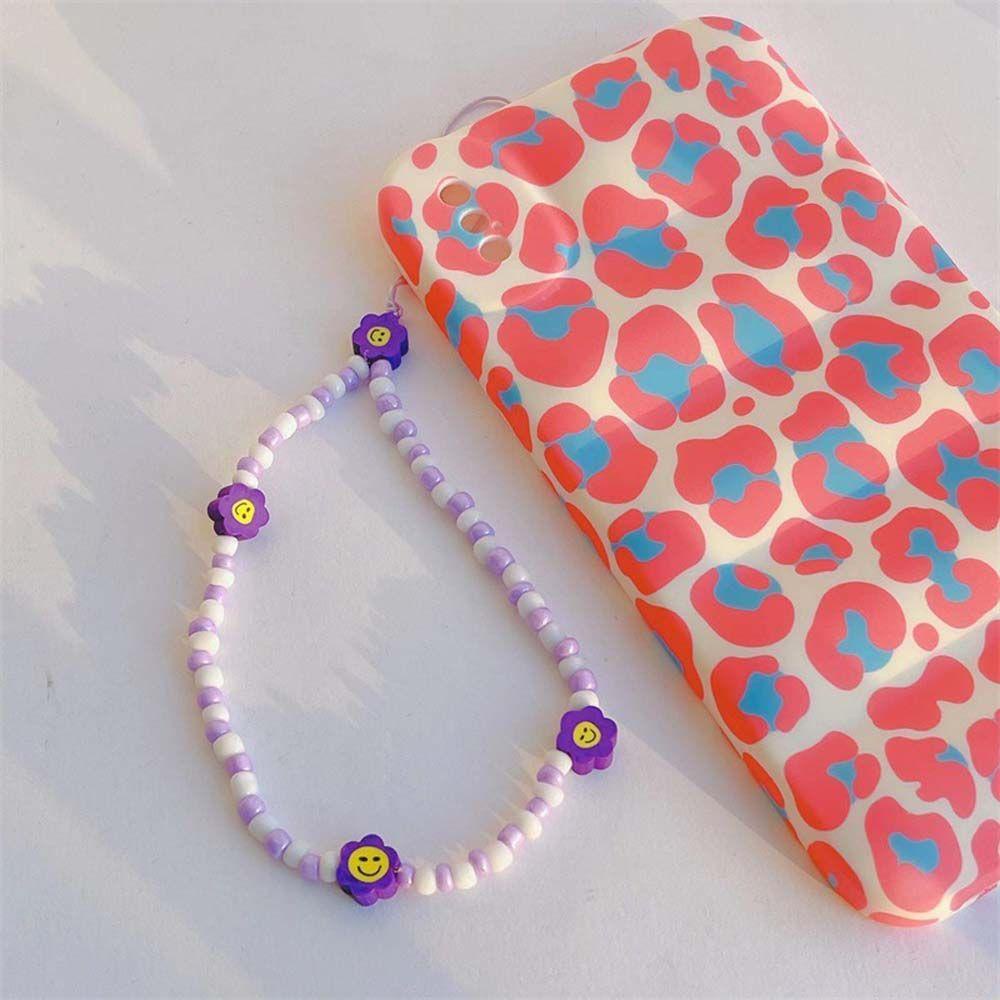 Dây Đeo Điện Thoại Xâu Hạt Acrylic Hình Hoa Cá Tính Dành Cho Nữ